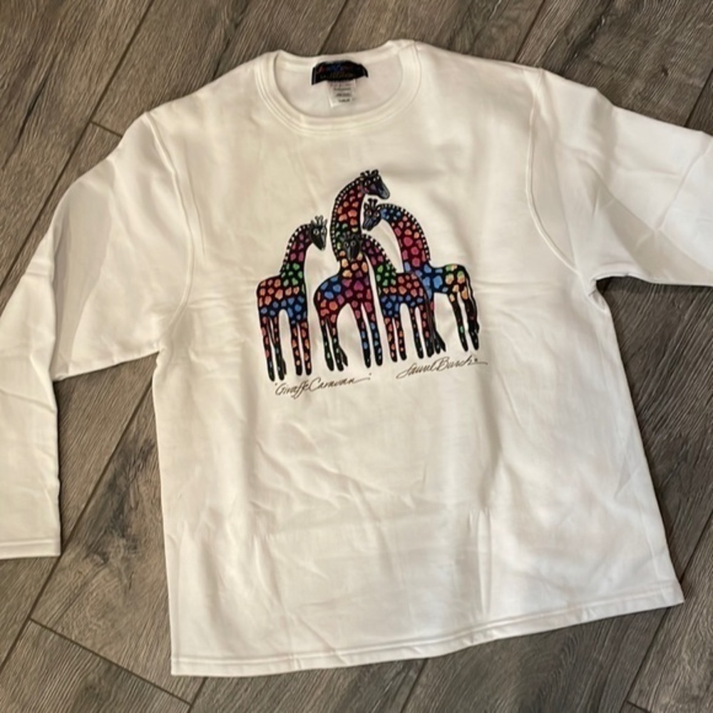 NWT Laurel Burch top rate giraffe original size 2XL white top - Picture 2 of 7